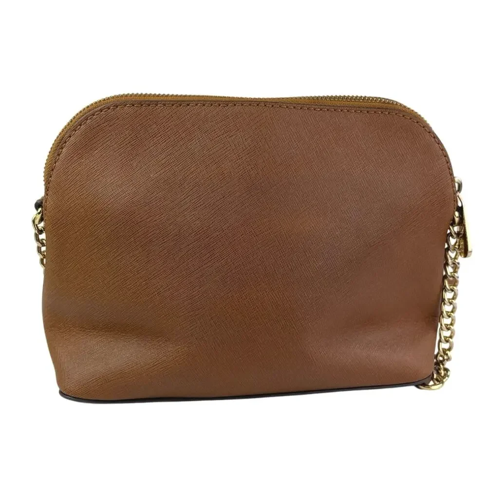 Michael Kors Brown Cindy Dome Saffiano Leather Crossbody Strap Chain Handbag